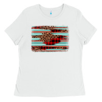 White leopard serape background Ladies Tee - BarkalooDesign
