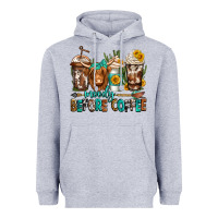 Heather Grey moody before coffee longhaired cow coffee Heavyweight Hoodie - Jasminsmagicworld