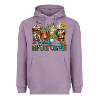Lavender moody before coffee longhaired cow coffee Heavyweight Hoodie - Jasminsmagicworld
