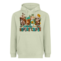Matcha moody before coffee longhaired cow coffee Heavyweight Hoodie - Jasminsmagicworld
