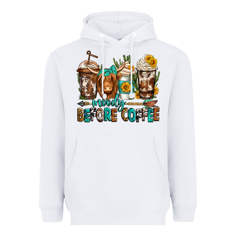 Moody Before Coffee Longhaired Cow Coffee Heavyweight Hoodie by Jasminsmagicworld | Teevron