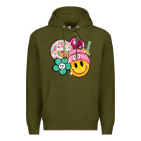 Army Green smiley face and school elementary Premium Hoodie - MaliasSmallBusiness