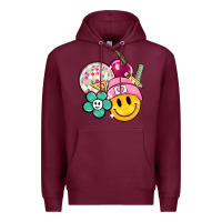 Burgundy smiley face and school elementary Premium Hoodie - MaliasSmallBusiness