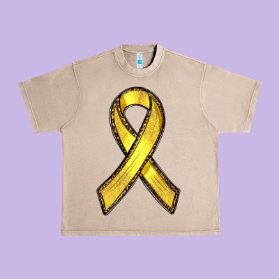Gold Cancer Ribbon Urban Heavy Tee Designed By Ranaportraitstore