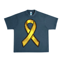 Midnight Navy Gold Cancer ribbon Urban Heavy Tee - RanaPortraitStore