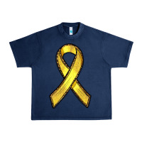 Navy Gold Cancer ribbon Urban Heavy Tee - RanaPortraitStore