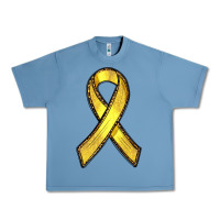 Pebble Blue Gold Cancer ribbon Urban Heavy Tee - RanaPortraitStore