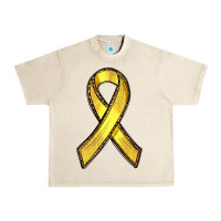 Sandshell Gold Cancer ribbon Urban Heavy Tee - RanaPortraitStore