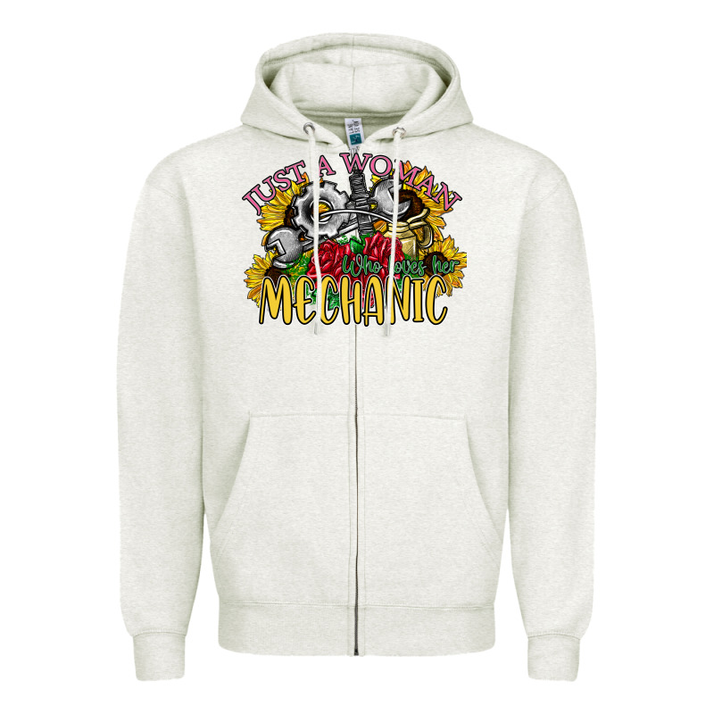 Just A Woman Who Loves Her Mechanic Zipper Hoodie by SublimationCraftShop | Teevron