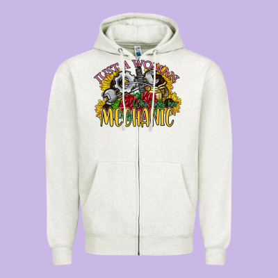 Just A Woman Who Loves Her Mechanic Zipper Hoodie Designed By Sublimationcraftshop