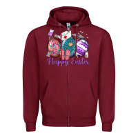 Burgundy happy easter eggs nurse n Zipper Hoodie - Neo Western