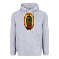 Heather Grey our lady of Guadalupe Heavyweight Hoodie - JahusDesignShop
