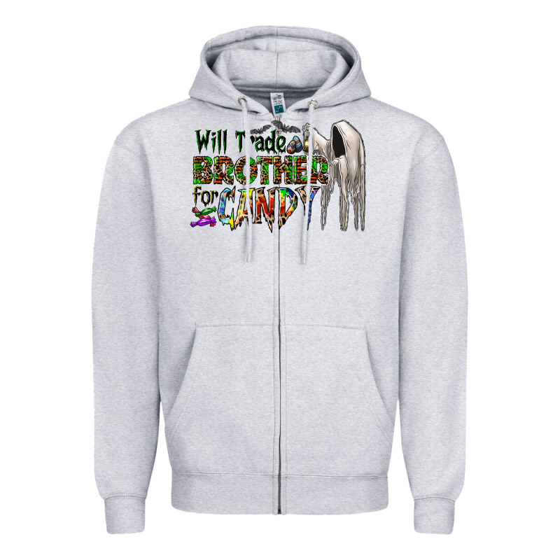 Will Trade Brother For Candy Zipper Hoodie by CowhideDigitalArt | Teevron