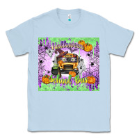 Dusty Blue Halloween School Bus Classic Tee - texasbilliewilder