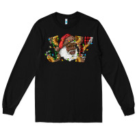 Black african american santa joy with sunflowers Long Sleeve Tee - RanaPortraitStore