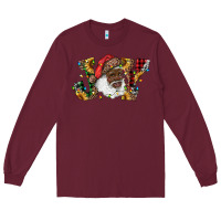 Burgundy african american santa joy with sunflowers Long Sleeve Tee - RanaPortraitStore