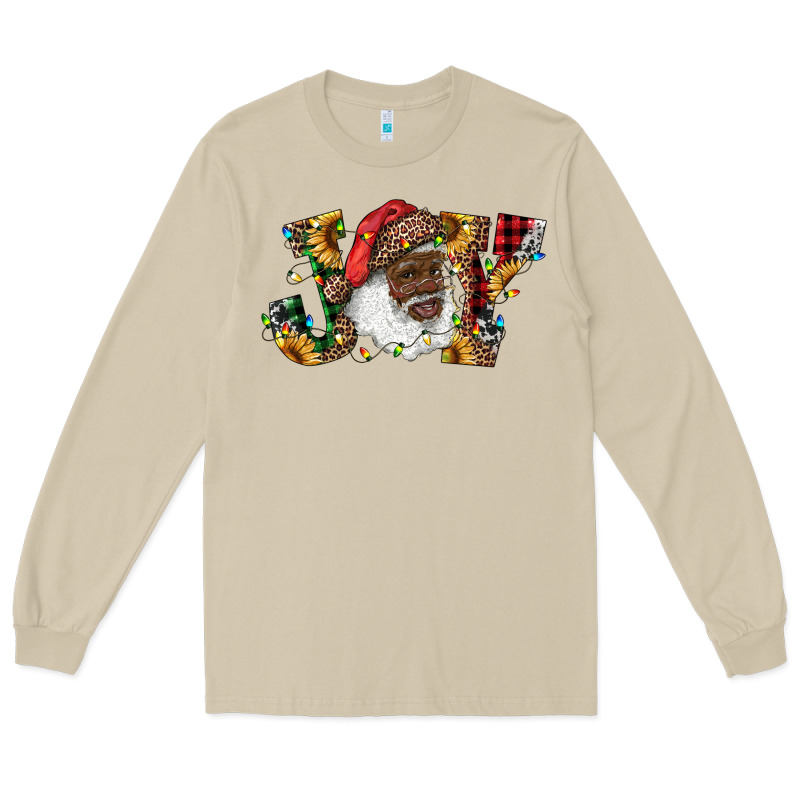 African American Santa Joy With Sunflowers Long Sleeve Tee by RanaPortraitStore | Teevron