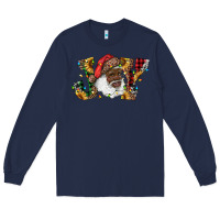 Navy african american santa joy with sunflowers Long Sleeve Tee - RanaPortraitStore