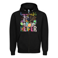 Black happy easter heifer Zipper Hoodie - Neo Western