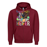 Burgundy happy easter heifer Zipper Hoodie - Neo Western