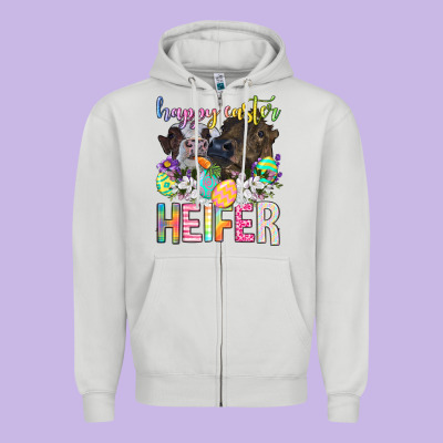 Happy Easter Heifer Zipper Hoodie Designed By Neo Western
