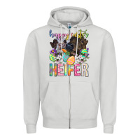 Dove Grey happy easter heifer Zipper Hoodie - Neo Western