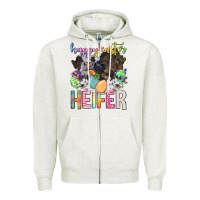 Oatmeal Heather happy easter heifer Zipper Hoodie - Neo Western
