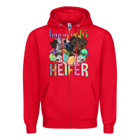 Red happy easter heifer Zipper Hoodie - Neo Western