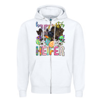 White happy easter heifer Zipper Hoodie - Neo Western