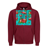 Burgundy flamingo seamless pattern Zipper Hoodie - HRA Design Shop