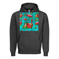 Charcoal Heather flamingo seamless pattern Zipper Hoodie - HRA Design Shop