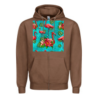 Chestnut flamingo seamless pattern Zipper Hoodie - HRA Design Shop