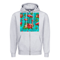 Heather Grey flamingo seamless pattern Zipper Hoodie - HRA Design Shop