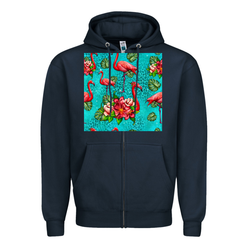 Flamingo Seamless Pattern Zipper Hoodie by HRA Design Shop | Teevron