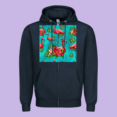 Flamingo Seamless Pattern Zipper Hoodie Designed By Hra Design Shop