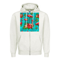 Oatmeal Heather flamingo seamless pattern Zipper Hoodie - HRA Design Shop