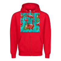 Red flamingo seamless pattern Zipper Hoodie - HRA Design Shop
