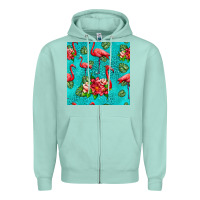 Seafoam flamingo seamless pattern Zipper Hoodie - HRA Design Shop