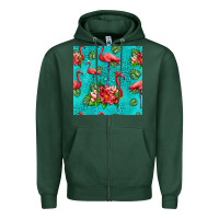 Sports Green flamingo seamless pattern Zipper Hoodie - HRA Design Shop