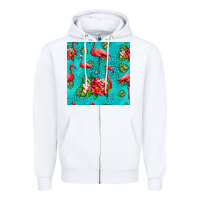 White flamingo seamless pattern Zipper Hoodie - HRA Design Shop
