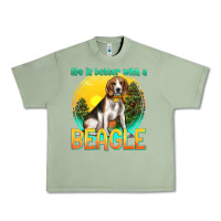 Oil Green life is better with a beagle Urban Heavy Tee - texasbilliewilder
