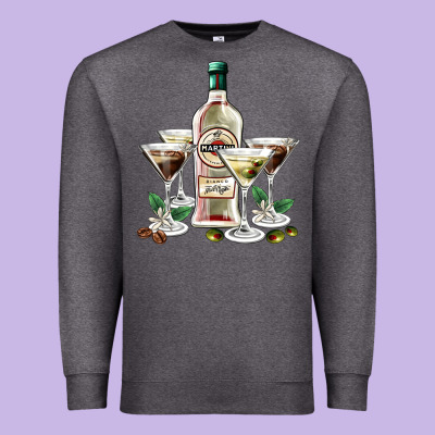 Martini Glasses And Martini Bottle Premium Sweatshirt Designed By Adodesignshop
