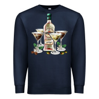 Navy martini glasses and martini bottle Premium Sweatshirt - AdoDesignShop