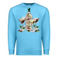 Ocean Blue martini glasses and martini bottle Premium Sweatshirt - AdoDesignShop