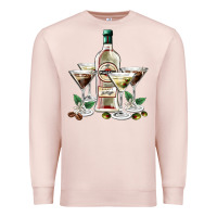 Pale Pink martini glasses and martini bottle Premium Sweatshirt - AdoDesignShop