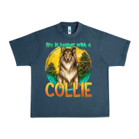 Midnight Navy life is better with a collie Urban Heavy Tee - texasbilliewilder