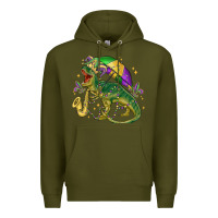 Army Green mardi gras tree rex Premium Hoodie - MaliasSmallBusiness