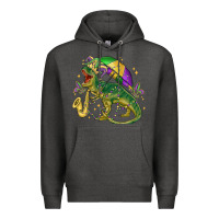 Charcoal Heather mardi gras tree rex Premium Hoodie - MaliasSmallBusiness