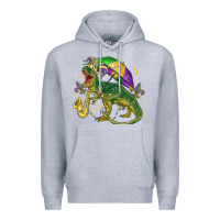 Heather Grey mardi gras tree rex Premium Hoodie - MaliasSmallBusiness