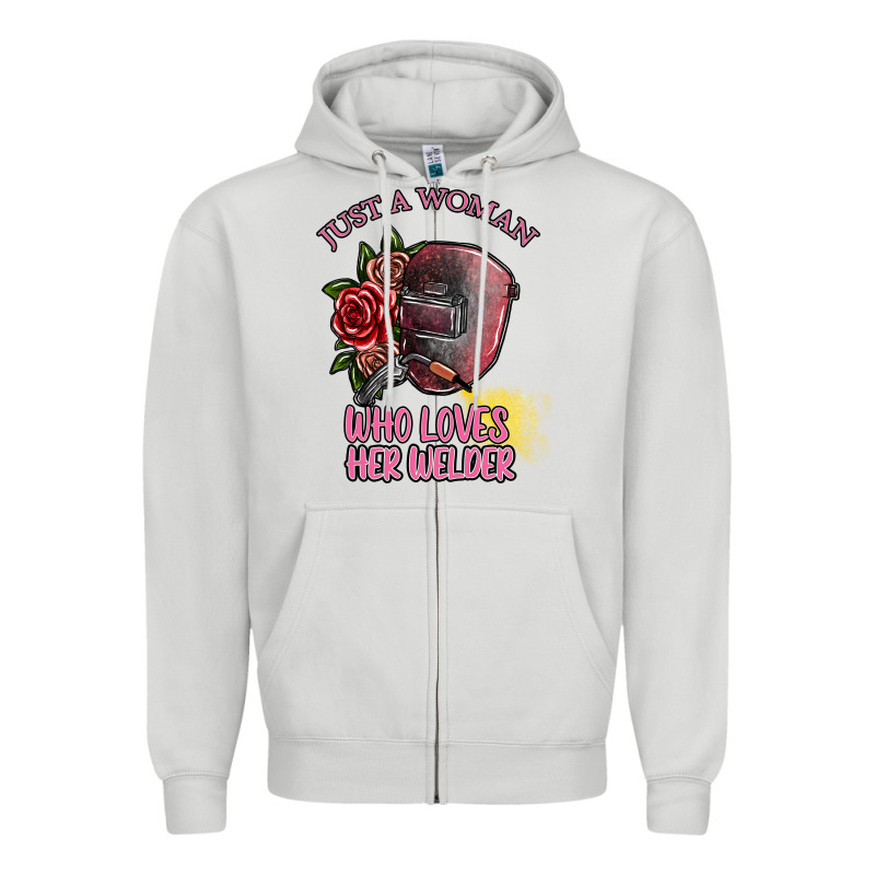 Just A Woman Who Loves Her Welder Zipper Hoodie by SublimationCraftShop | Teevron